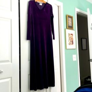 Purple velvet dress.